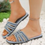 Luxury Crystal stone ladies flat sandal China imported - Image 5