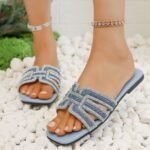 Luxury Crystal stone ladies flat sandal China imported - Image 6