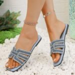 Luxury Crystal stone ladies flat sandal China imported - Image 8