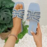 Luxury Crystal stone ladies flat sandal China imported - Image 9