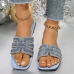Luxury Crystal stone ladies flat sandal China imported - Image 3