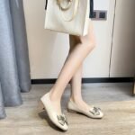 Elegant Square Toe, French style leather shoes with bow - Image 2